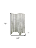 72" White Solid Wood Panel Screen Room Divider