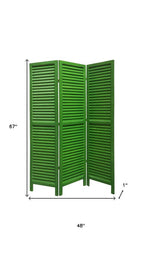 67" Black Wood Folding Three Panel Screen Room Divider
