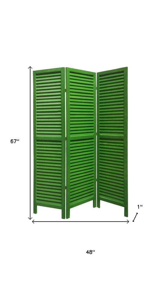 67" Black Wood Folding Three Panel Screen Room Divider