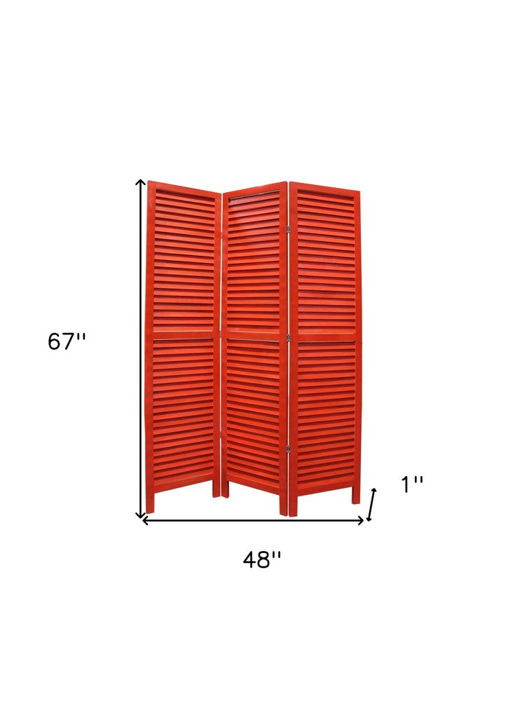 67" Black Wood Folding Three Panel Screen Room Divider