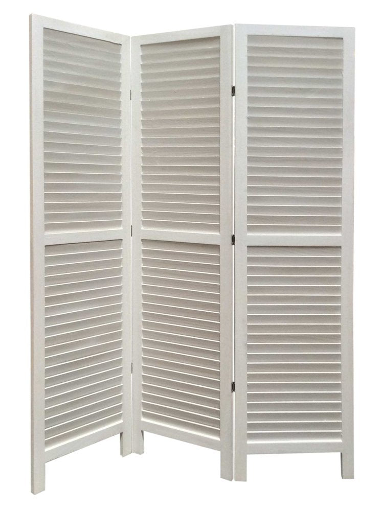 67" Black Wood Folding Three Panel Screen Room Divider
