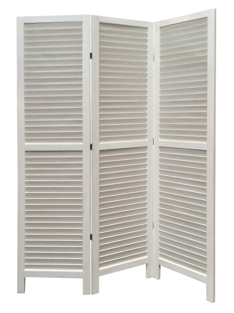 67" Black Wood Folding Three Panel Screen Room Divider