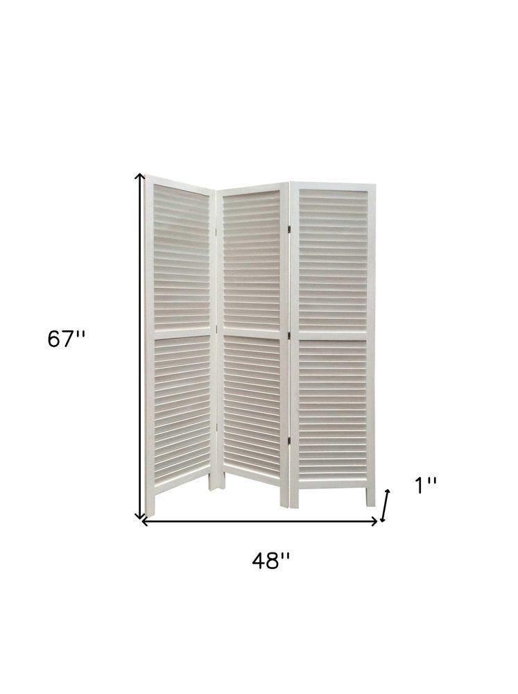 67" Black Wood Folding Three Panel Screen Room Divider