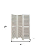 67" Black Wood Folding Three Panel Screen Room Divider