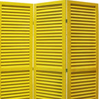 67" Black Wood Folding Three Panel Screen Room Divider