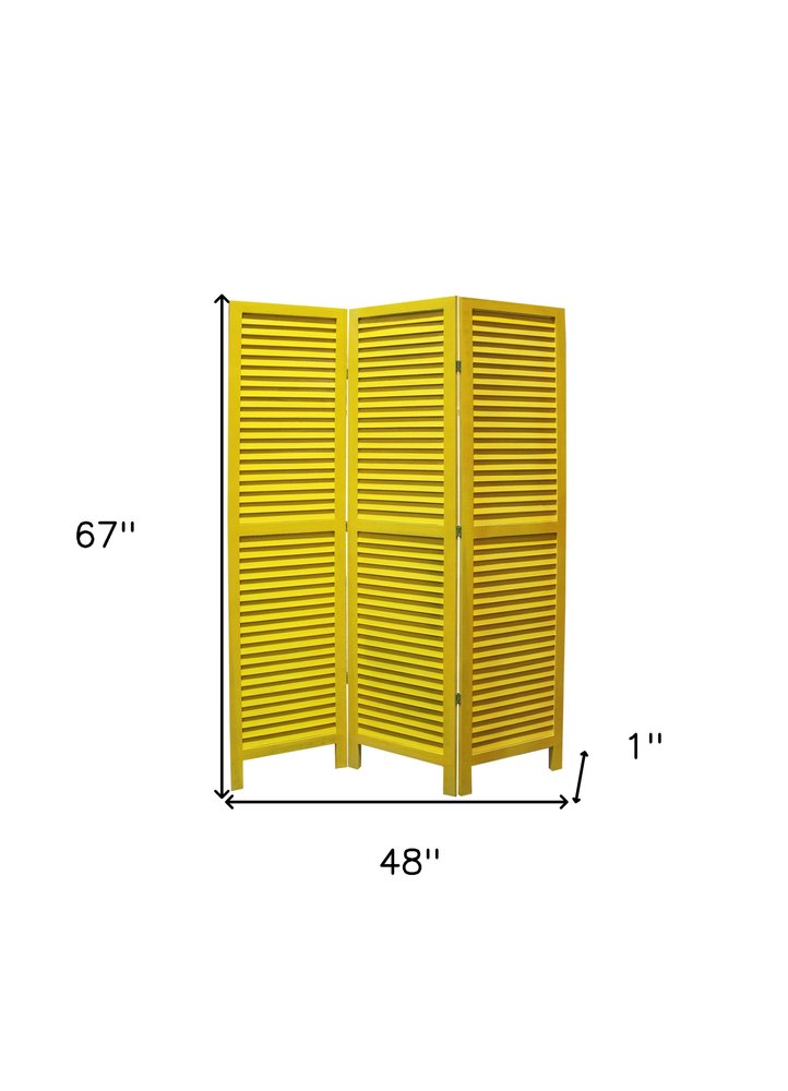 67" Black Wood Folding Three Panel Screen Room Divider