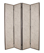 84" Tan Fabric Folding Four Panel Screen Room Divider