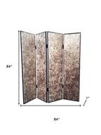 84" Tan Fabric Folding Four Panel Screen Room Divider
