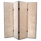 84" Tan Fabric Folding Four Panel Screen Room Divider