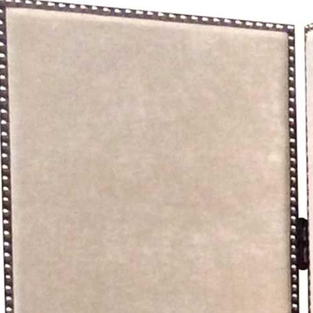 84" Tan Fabric Folding Four Panel Screen Room Divider
