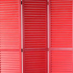 67" Red Solid Wood Panel Screen Room Divider