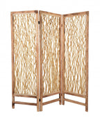69" Brown Solid Wood Panel Screen Room Divider