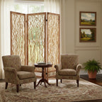 69" Brown Solid Wood Panel Screen Room Divider