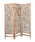 69" Brown Solid Wood Panel Screen Room Divider