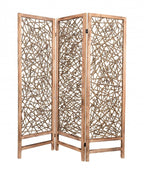 69" Brown Solid Wood Panel Screen Room Divider