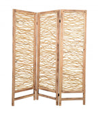 69" Brown Solid Wood Panel Screen Room Divider