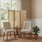 69" Brown Solid Wood Panel Screen Room Divider