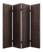 84" Bronze Fabric Folding Four Panel Screen Room Divider