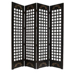 84" Brown Wood Folding Four Panel Screen Room Divider