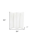 84" White Faux Leather Folding Four Panel Screen Room Divider