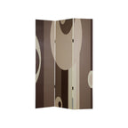 72" Brown Canvas Folding Three Panel Screen Room Divider