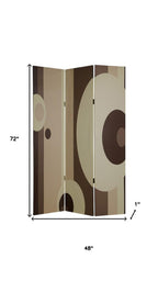 72" Brown Canvas Folding Three Panel Screen Room Divider