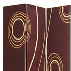 72" Brown Canvas Folding Three Panel Screen Room Divider