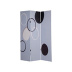72" Black And White Canvas Folding Three Panel Screen Room Divider