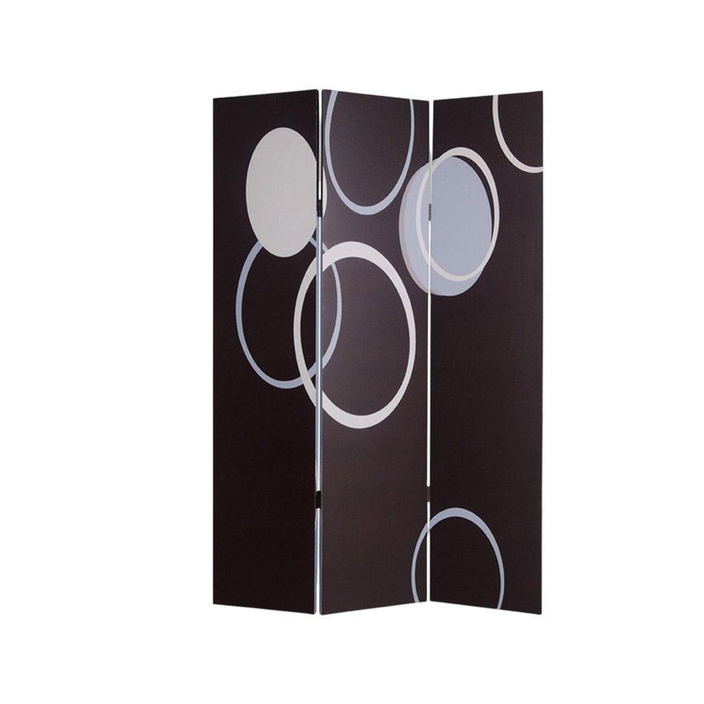 72" Black And White Canvas Folding Three Panel Screen Room Divider