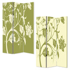 72" Green Canvas Folding Three Panel Screen Room Divider