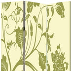 72" Green Canvas Folding Three Panel Screen Room Divider