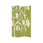 72" Green Canvas Folding Three Panel Screen Room Divider