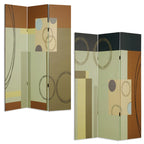 72" Green Canvas Folding Three Panel Screen Room Divider