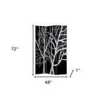 72" Black And White Canvas Folding Three Panel Screen Room Divider
