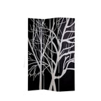 72" Black And White Canvas Folding Three Panel Screen Room Divider