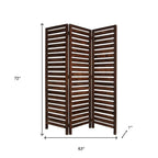 72" Brown Solid Wood Panel Screen Room Divider