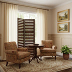 72" Brown Solid Wood Panel Screen Room Divider