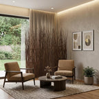 84" Brown Wood Folding Three Panel Screen Room Divider