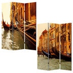 72" Brown Canvas Folding Three Panel Screen Room Divider