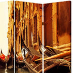 72" Brown Canvas Folding Three Panel Screen Room Divider