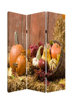 72" Brown Canvas Folding Three Panel Screen Room Divider