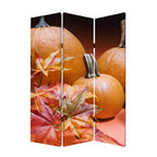 72" Brown Canvas Folding Three Panel Screen Room Divider