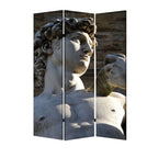 72" Gray Canvas Folding Three Panel Screen Room Divider