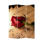 72" Brown And White Canvas Folding Three Panel Screen Room Divider