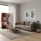 72" Brown And White Canvas Folding Three Panel Screen Room Divider
