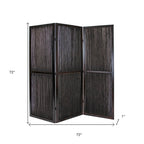 72" Brown Folding Three Panel Screen Room Divider