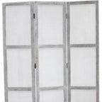 67" Gray Folding Three Panel Screen Room Divider
