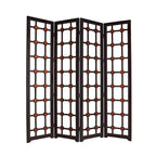 84" Brown Folding Four Panel Screen Room Divider