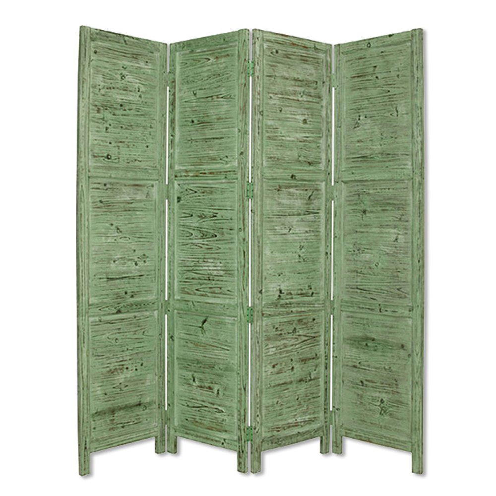84" Black Wood Folding Four Panel Screen Room Divider
