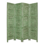 84" Black Wood Folding Four Panel Screen Room Divider